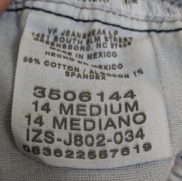 Vintage Lee Paper Bag/Elastic Waist Medium Wash Jeans sz 14 90s Straight Leg - Picture 10 of 10